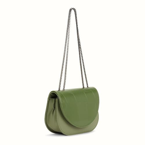 Caprese Edema Medium Sling Bag for Women with Adjustable Strap for Comfortable Wear | Flap with Magnetic Button Closure | Versatile Handbag for Everyday Use, Travel, & Special Occasions (Bottle Green)