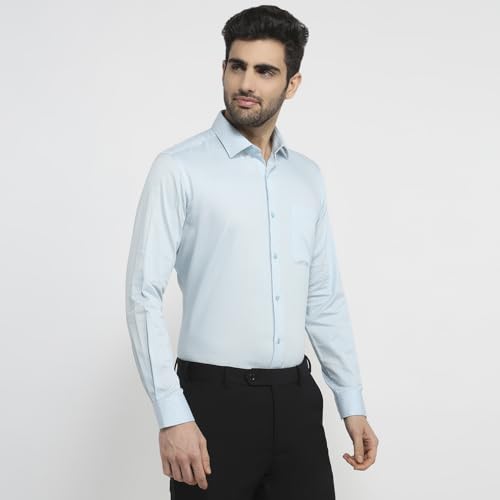 Raymond Men Regular Fit Print Pattern Pure Cotton Semicutaway Collar Full Sleeve Tail Bottom Hem Ceremonial Shirt