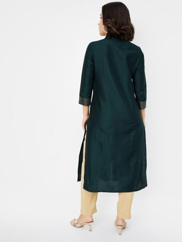 Max Women's Polyester Blend Kurta Set (CTKUR52006_Green