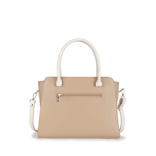 Fastrack PebbleEdge camel Satchel | Faux-Leather Women’s Handbag | Structured Satchel with Triple Compartments & Gold Accents