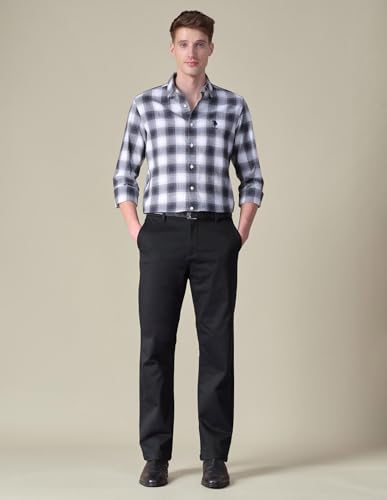 U.S.Polo Association Men's Riley Straight Fit Textured Trousers (USTROOE1067_Black_34)