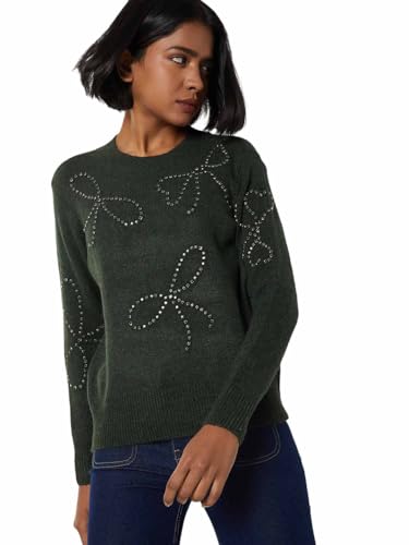 Max Women Embellished Sweater (Green_S)