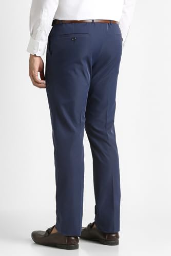 Men Navy Solid Trousers