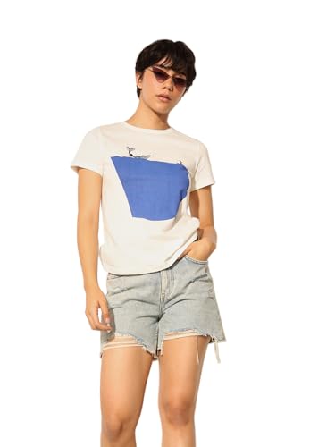 ONLY Women's Regular Fit White T-Shirt