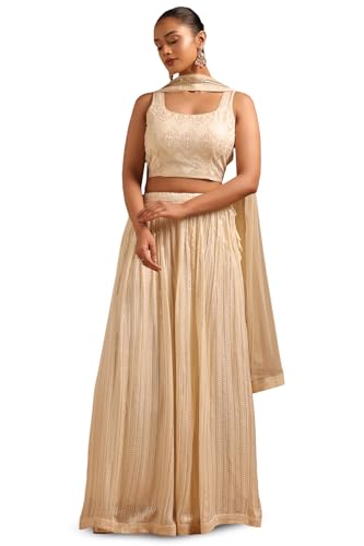 Soch Womens Beige Georgette Ethnic Motifs Lehenga Choli Set With Sequined