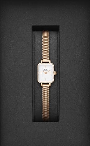 Daniel Wellington Quadro Analog Watch for Women with White Square Dial & Rose Gold Stainless Steel Bracelet Band Water Resistant Women's Wrist Watches - DW00100731K