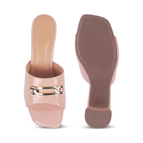 tresmode ADARE Women's Block Heel Sandals Footwear Pink, 3 UK / 36 EU - Open Square Toe Soft Comfortable Casual Formal Office Fancy Shoe Wear