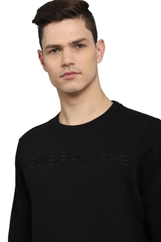 Louis Philippe Men Casual Black Solid Sweatshirt