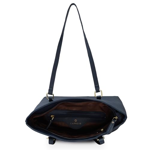 Caprese Jenny Tote Bag, Medium-Navy | Stylish Handbag for Women | Spacious, Versatile Office & Daily Essentials Tote | Top Zip Closure