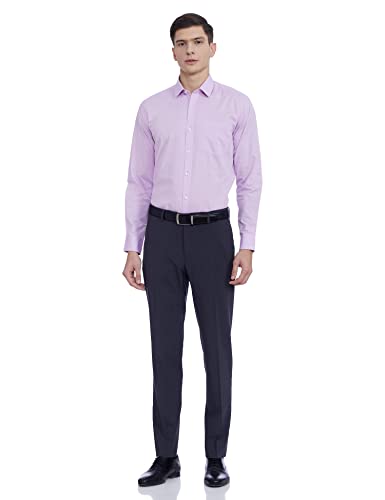 Amazon Brand - Symbol Men's Cotton Rich Formal Shirt | Plain | Full Sleeve - Regular Fit (Available in Plus Size) (Lilac_46)