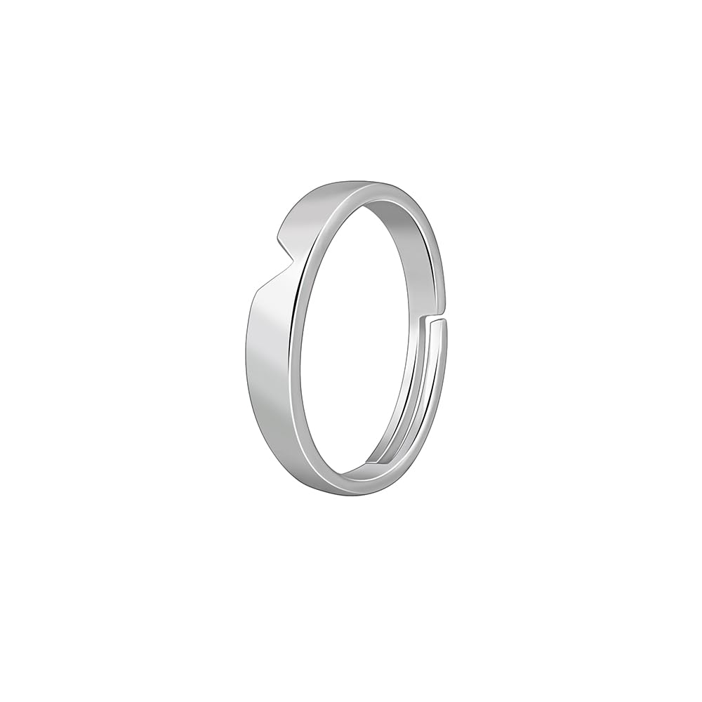 GIVA 925 Silver Classic V Ring For Him - 20, Adjustable | Gifts for Men and Boys| With Certificate of Authenticity and 925 Stamp | 6 Months Warranty