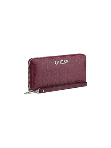 Guess Oxblood Textured Zipper Abbas Large Zip Around Wallet