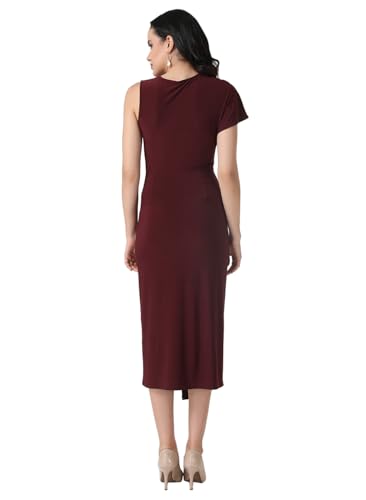 Kazo Women's Polyester Fit and Flare Midi Dress (125473_Port Royale