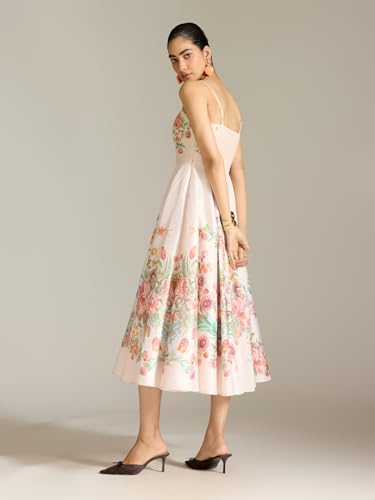 Label RITU KUMAR Blush Rosene Sleeveless Printed Long Dress