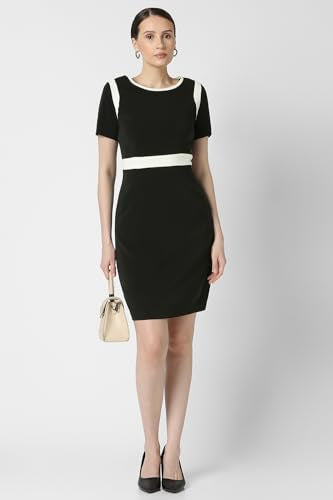 Van Heusen Women's Polyester Blend Modern Mid-Thigh Length Dress (VWDRCRGPV94357_Black