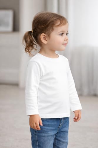 BODYCARE Round Neck Girls Tshirts White & Black Solid | 12-18 M