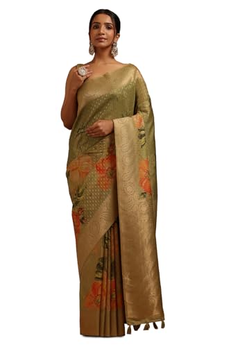 Soch Womens Green Dola Silk Zari Woven Saree