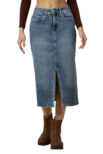 Women Blue Solid Casual Skirt