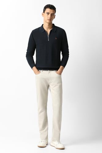 Men Navy Textured Sweater