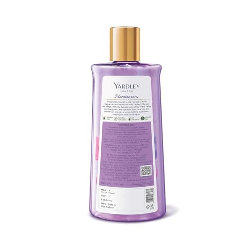 Yardley London| Shower Gel| Morning Dew| with Natural Oils of Lily of the Valley & Frangipani| No Parabens| No Silicones | 250ml