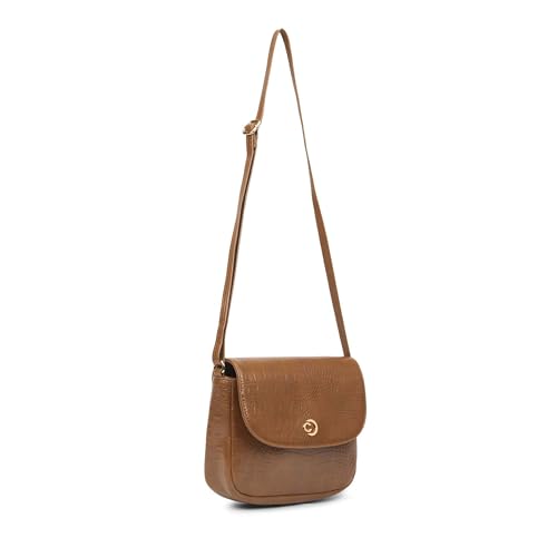 Caprese Frieda Small Sling Bag for Women with Adjustable Strap, Zipper & Magnetic Button Closure for Comfortable Wear | Versatile Handbag for Everyday Use, Travel, and Special Occasions (Tan)
