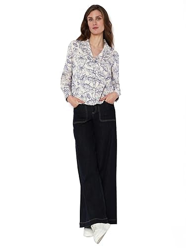 VERO MODA Women Printed Polyester Regular Fit Blue Shirt