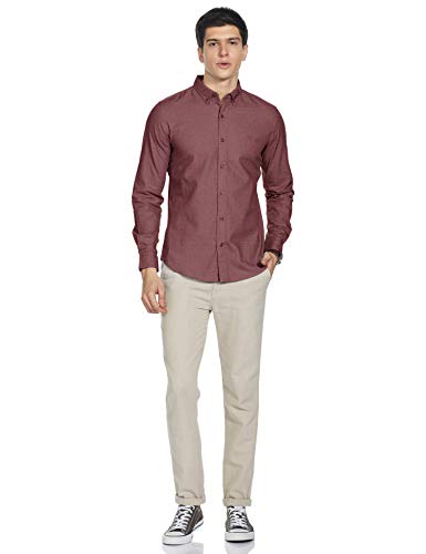 United Colors of Benetton Men's Slim Shirt (5NS01U008I_Maroon XL)
