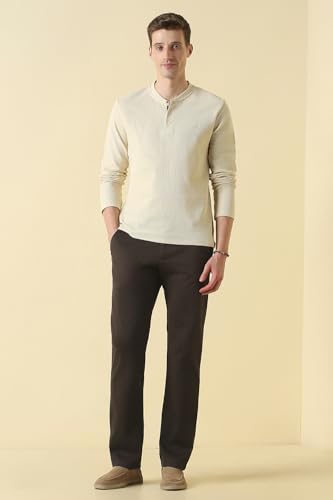 Men Brown Solid Casual Trousers