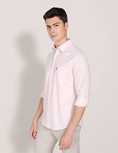 U.S. POLO ASSN. Mens Cotton Solid Oxford Fs Regular Fit Shirts (Usshtfx0014_Pink_Large)