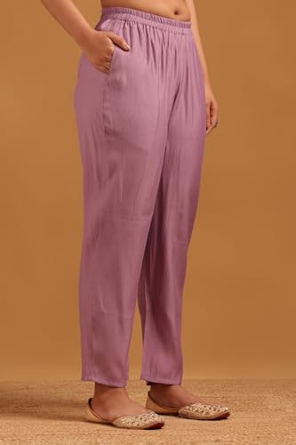 Soch Womens Purple Roman Silk Floral Salwar Suit With Stone Work
