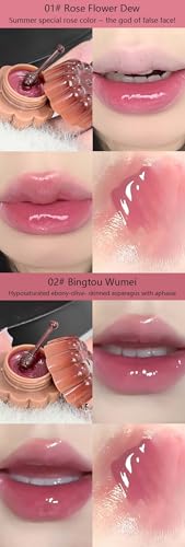 Cappuvini Jelly Pudding Solid Lip Gloss | Plumping Mirror Shine Lip Lacquer | Smooth Application Moisturizing Lip Butter | Trendy Shades Baby Pink Burgundy Mocha Peach Nude Coffee Brown | Pendant Wearable Mold Compact Mini Size | Gen Z Y2K Aesthetic Kawai
