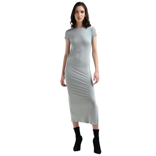 Calvin Klein Department3451 Modal Bodycon Calf Length Dress (J20J224064PFF_Slate Gray_XXL)