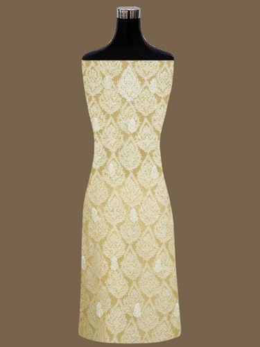 Ada Hand Embroidered Lucknowi Chikankari Unstitched Georgette Dress Material Suit Piece with Dupatta for Women 01A835660 Fawn