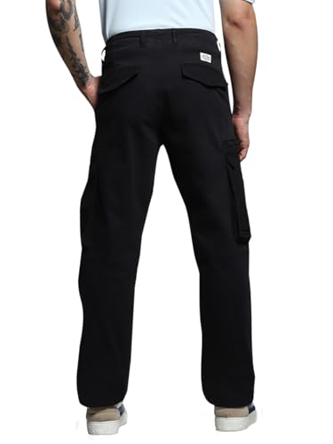 Jack & Jones Men's Regular Fit Mid Rise Black Pants
