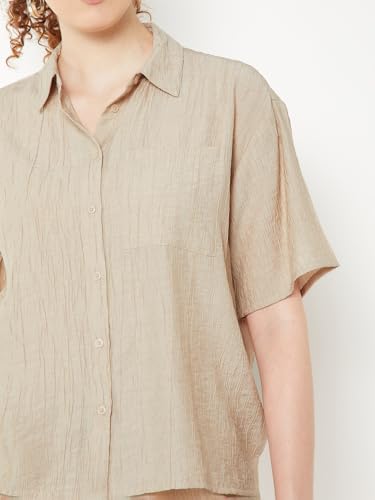 Max Women Textured Shirt (Beige_M)