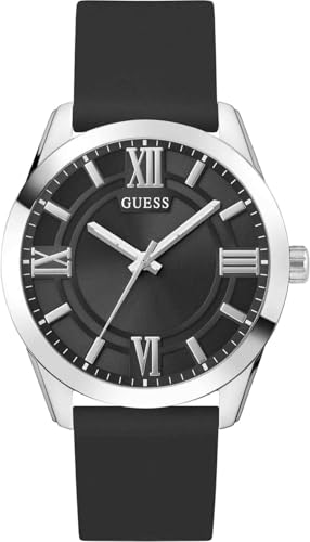 GUESS Men's Analogue Quartz Watch with Silicone Strap GW0894G1, Black, strap