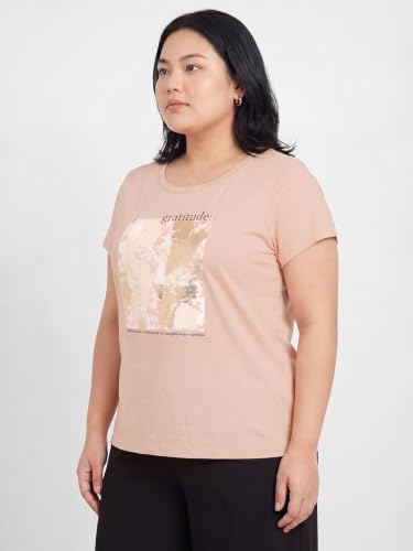 Max Women Metallic Printed T-Shirt (Pink_6XL)