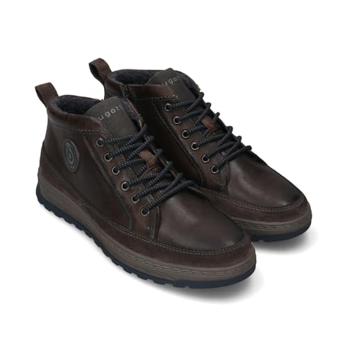 bugatti Exeter Dark Grey Premium Leather Comfort Hightop Sneakers