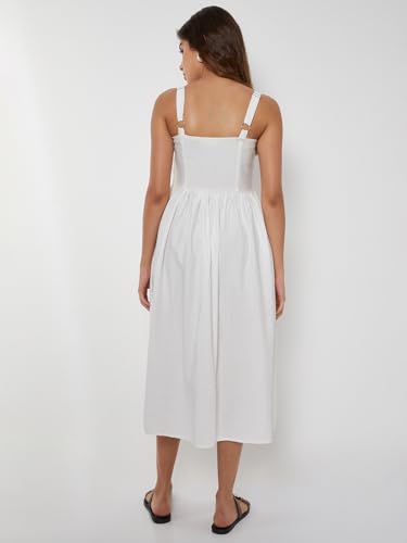 Max Women Smocked A-line Dress (White_XS)