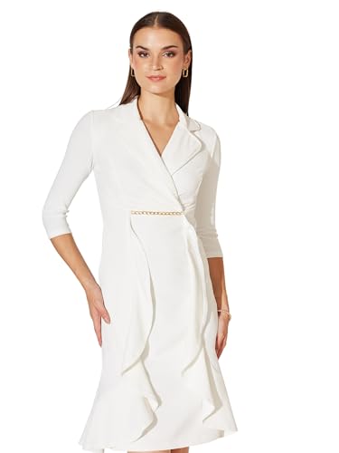 Miss Chase Women's Double Breasted Knee Length Dress (MCAW25D85-59-114-03, Off White, S)
