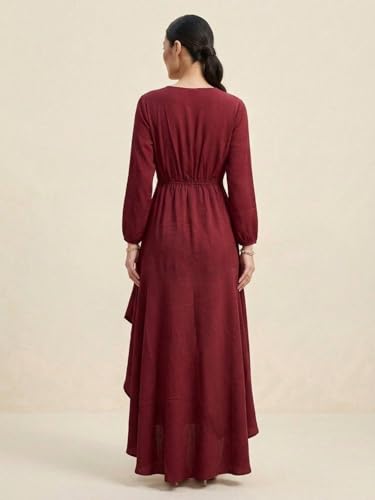 Varanga Modern Edge Dress Maroon