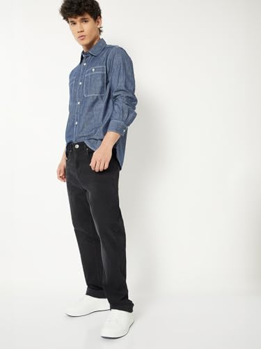 Max Men Washed Regular Fit Jeans (Black_36)