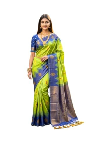 SREE KUMARAN Women's Kanchipuram Kubera Brocade Silk Pure Pattu Sarees With Blouse (VSK433-1)