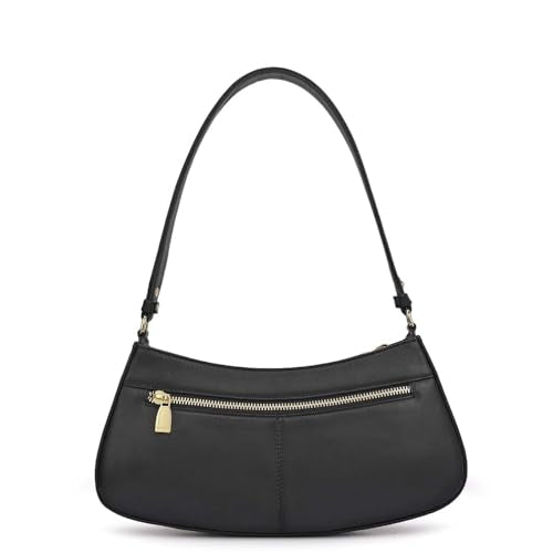 Da Milano Leather Shoulder Bag for Women - Black (01908OL)