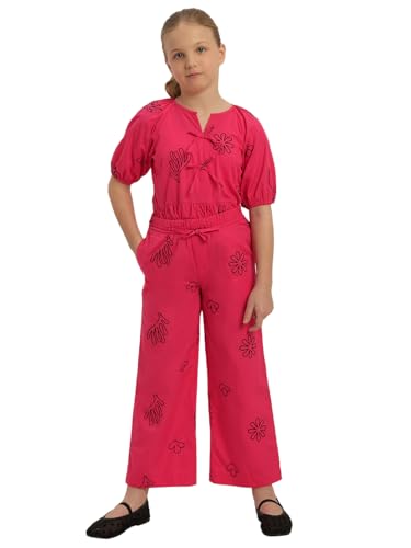 VERO MODA Girl Mid Rise Relaxed Fit Pink Pants