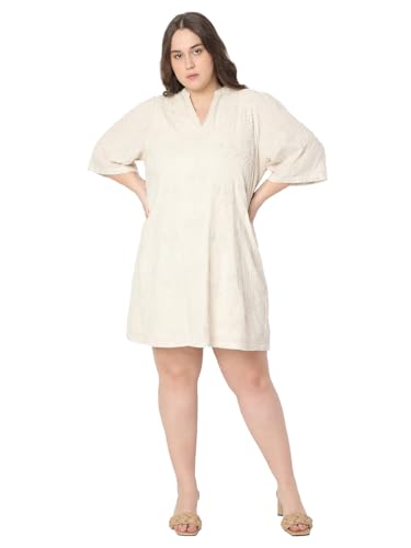 VERO MODA Curve Women's A-Line Beige Dress