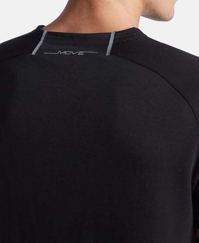 Jockey MV02 Men's Super Combed Cotton Blend Graphic Printed Round Neck Half Sleeve T-Shirt with Stay Fresh Treatment_Black_S