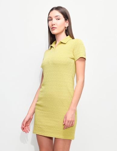 U.S. Polo Assn. Women Women's Textured Fitted T-Shirt Dress (UWSS26DRS228_Mustard_XL)