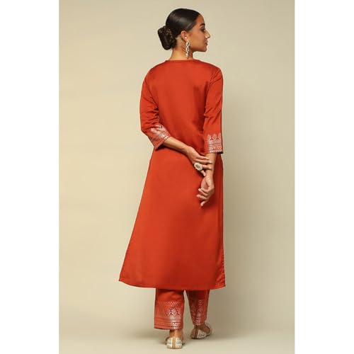 Rangriti Women's Acrylic Kurta Set (WNTRWR19646AW24RSTRED_Rust-Red