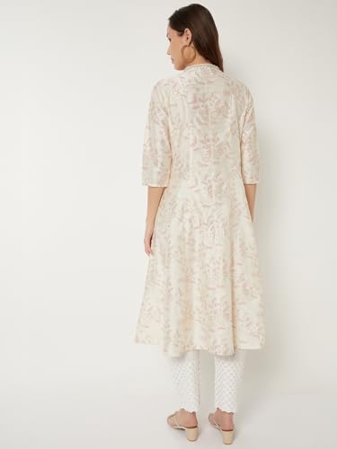 Max Women Floral Print A-line Kurta (White_L)